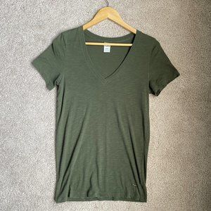 Victoria's Secret PINK Forest Green V-Neck Tee